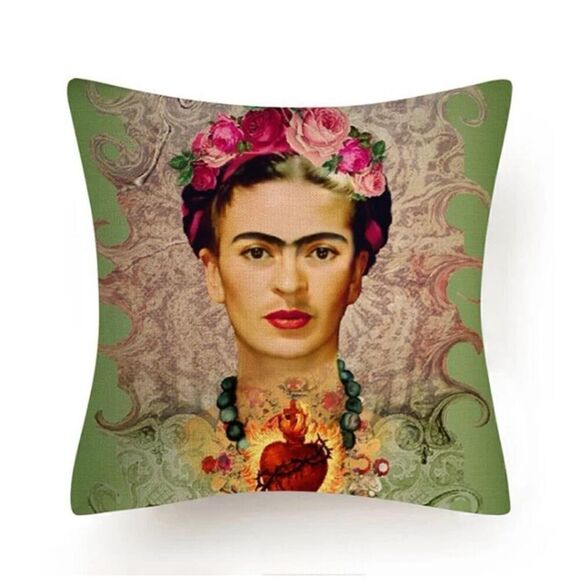 Frida Kahlo Heart Indoor Outdoor Waterproof Throw Pillow Cover - Picture 1 of 5
